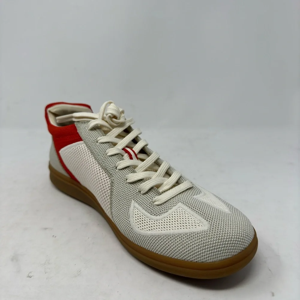 Rothy’s The RS01 Sneaker Off White Red Grey Up Comfort Gum Bottom Men’s 9 NWOB